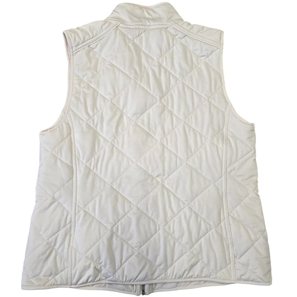 Lauren Ralph Lauren Quilted Vest Womens L Cream Snap Zip Lightweight Jacket
